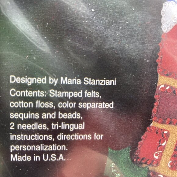 Plaid Bucilla Felt Stocking Down The Chimney 84947 Maria Stanziani Christmas - Picture 5 of 10
